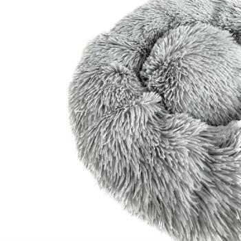 Preview: Hundebett Flauschig Hellgrau 52 x 52 x 13 cm SAZZZ